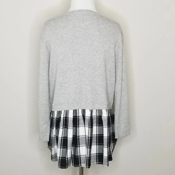 Sanctuary Gray Plaid Back Sweater M - Picture 4 of 6